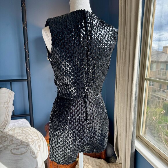 1960s Vintage Black Sequin Romper - Picture 7 of 14